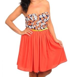 ***Plus Size*** Orange Floral dress